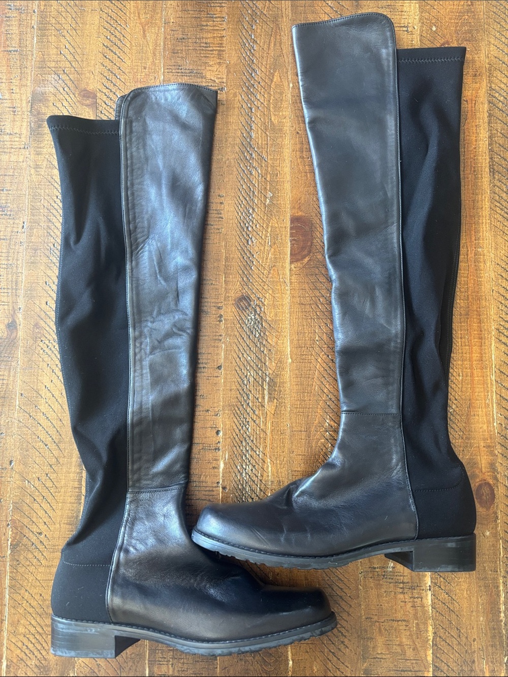 Stuart Weitzman Reserve Bold Black Leather Over the Knee Boots in Womens Size 6